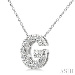 1/20 Ctw Bubble Accent Initial 'G' Round Cut Diamond Fashion Pendant With Chain in Sterling Silver