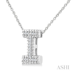 1/20 Ctw Bubble Accent Initial 'I' Round Cut Diamond Fashion Pendant With Chain in Sterling Silver