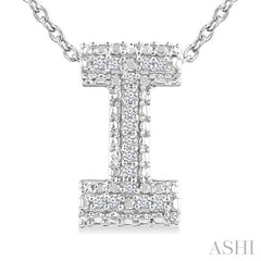 1/20 Ctw Bubble Accent Initial 'I' Round Cut Diamond Fashion Pendant With Chain in Sterling Silver