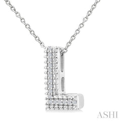 1/20 Ctw Bubble Accent Initial 'L' Round Cut Diamond Fashion Pendant With Chain in Sterling Silver