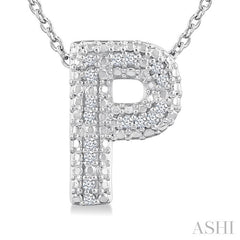 1/20 Ctw Bubble Accent Initial 'P' Round Cut Diamond Fashion Pendant With Chain in Sterling Silver