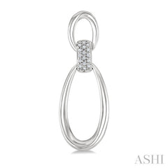 1/10 Ctw Oval Shape Link Round Cut Diamond Fashion Earrings in Sterling Silver