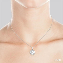 1/10 Ctw Bold Star Engraved Puffed Round Cut Diamond Pendant With Chain in Sterling Silver