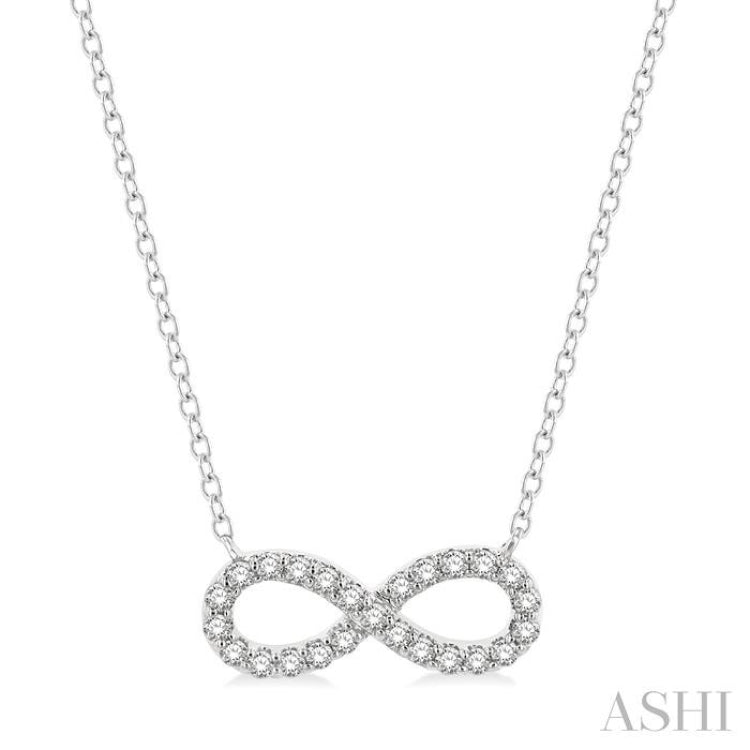 1/4 Ctw Round Cut Diamond Infinity Pendant With Chain in 14K White Gold