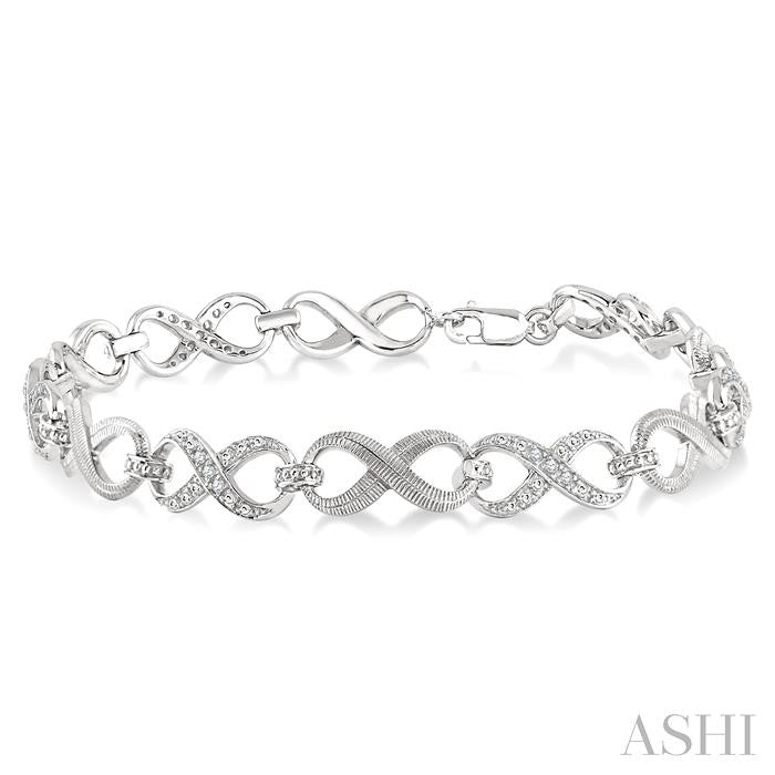 1/10 Ctw Round Cut Diamond Swirl bracelet in Sterling Silver