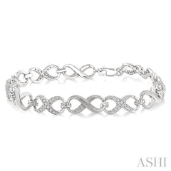 1/10 Ctw Round Cut Diamond Swirl bracelet in Sterling Silver