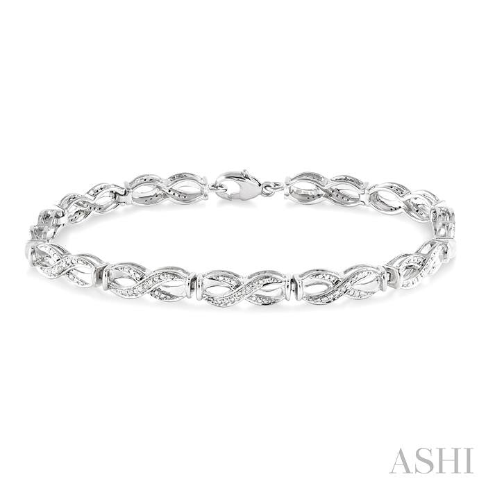 1/20 Ctw Swirl Shape Round Cut Diamond Bracelet in Sterling Silver