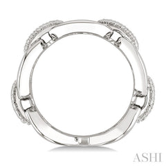 1/20 Ctw Round Cut Diamond Oval Shape D-Link Bold Fashion Ring in Sterling Silver