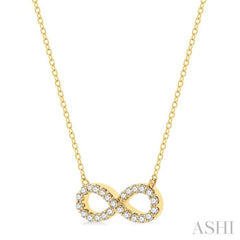 1/4 Ctw Round Cut Diamond Infinity Pendant With Chain in 14K Yellow Gold