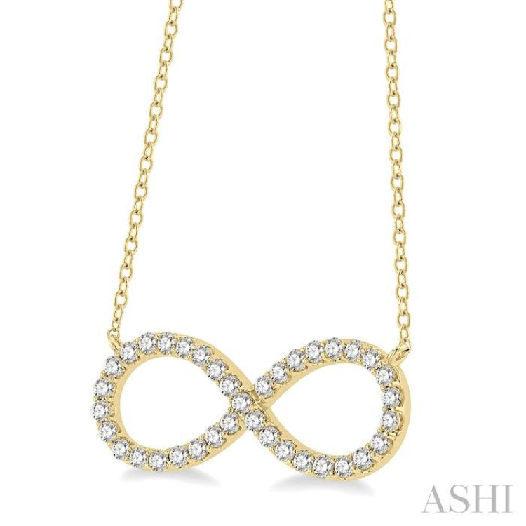 3/4 Ctw Round Cut Diamond Infinity Pendant With Chain in 14K Yellow Gold