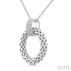 1/8 Ctw Cable Chain Inspired Bold Weave Circle Round Cut Diamond Pendant With Chain in Sterling Silver