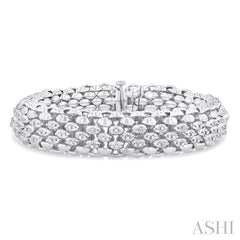 1/4 Ctw Bold Weave Hollow Cylindrical Design Round Cut Diamond Fashion Bracelet in Sterling Silver