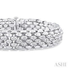 1/4 Ctw Bold Weave Hollow Cylindrical Design Round Cut Diamond Fashion Bracelet in Sterling Silver