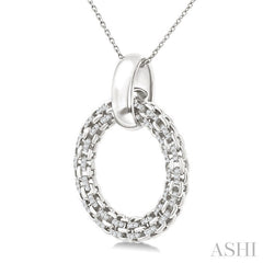 1/8 Ctw Cable Chain Inspired Bold Weave Circle Round Cut Diamond Pendant With Chain in Sterling Silver