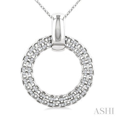1/8 Ctw Cable Chain Inspired Bold Weave Circle Round Cut Diamond Pendant With Chain in Sterling Silver