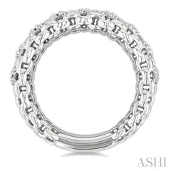 1/10 Ctw Bold Cable Chain Inspired Round Cut Diamond Fashion Ring in Sterling Silver