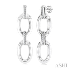 1/10 Ctw Oval Shape D-Link Round Cut Diamond Fashion Earring in Sterling Silver