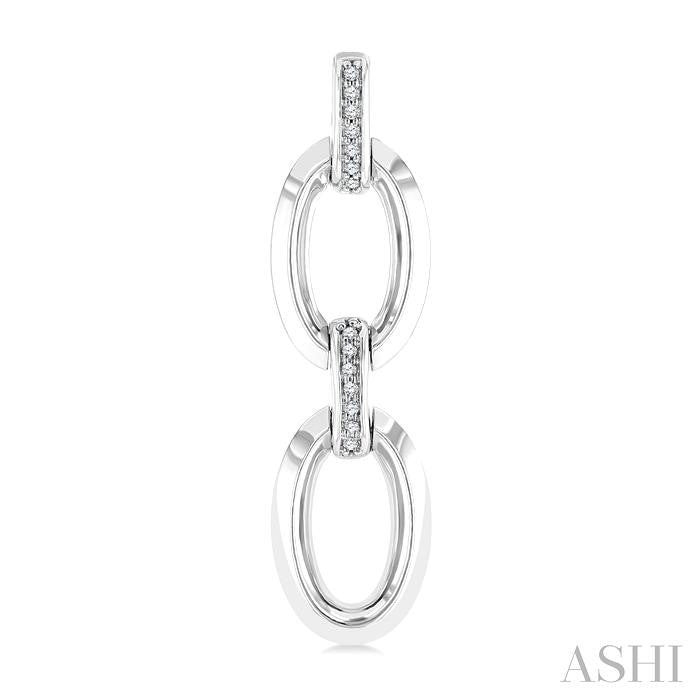 1/10 Ctw Oval Shape D-Link Round Cut Diamond Fashion Earring in Sterling Silver