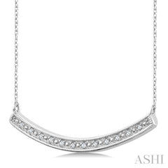 1/20 Ctw Round Cut Diamond Curved Bar Pendant With Chain in Sterling Silver