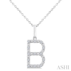 1/10 Ctw Initial 'B' Round Cut Diamond Fashion Pendant With Chain in Sterling Silver