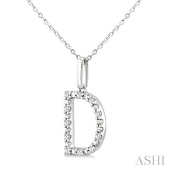 1/10 Ctw Initial 'D' Round Cut Diamond Fashion Pendant With Chain in Sterling Silver