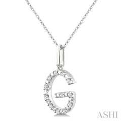 1/10 Ctw Initial 'G' Round Cut Diamond Fashion Pendant With Chain in Sterling Silver