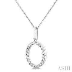 1/10 Ctw Initial 'O' Round Cut Diamond Fashion Pendant With Chain in Sterling Silver