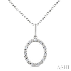 1/10 Ctw Initial 'O' Round Cut Diamond Fashion Pendant With Chain in Sterling Silver