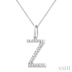 1/10 Ctw Initial 'Z' Round Cut Diamond Fashion Pendant With Chain in Sterling Silver