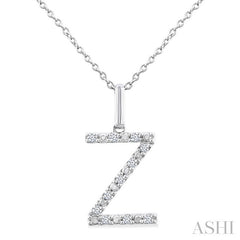 1/10 Ctw Initial 'Z' Round Cut Diamond Fashion Pendant With Chain in Sterling Silver