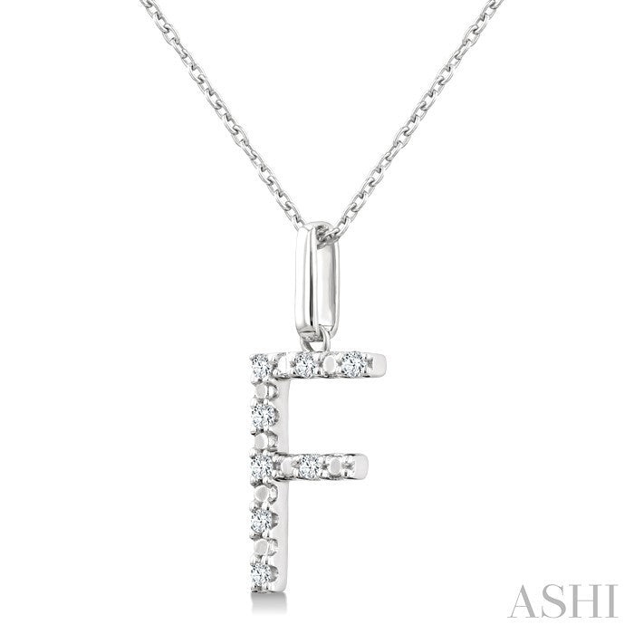 1/20 Ctw Initial 'F' Round Cut Diamond Fashion Pendant With Chain in Sterling Silver