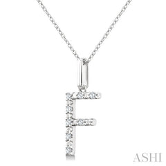 1/20 Ctw Initial 'F' Round Cut Diamond Fashion Pendant With Chain in Sterling Silver