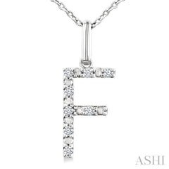 1/20 Ctw Initial 'F' Round Cut Diamond Fashion Pendant With Chain in Sterling Silver