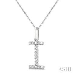 1/20 Ctw Initial 'I' Round Cut Diamond Fashion Pendant With Chain in Sterling Silver