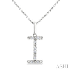 1/20 Ctw Initial 'I' Round Cut Diamond Fashion Pendant With Chain in Sterling Silver
