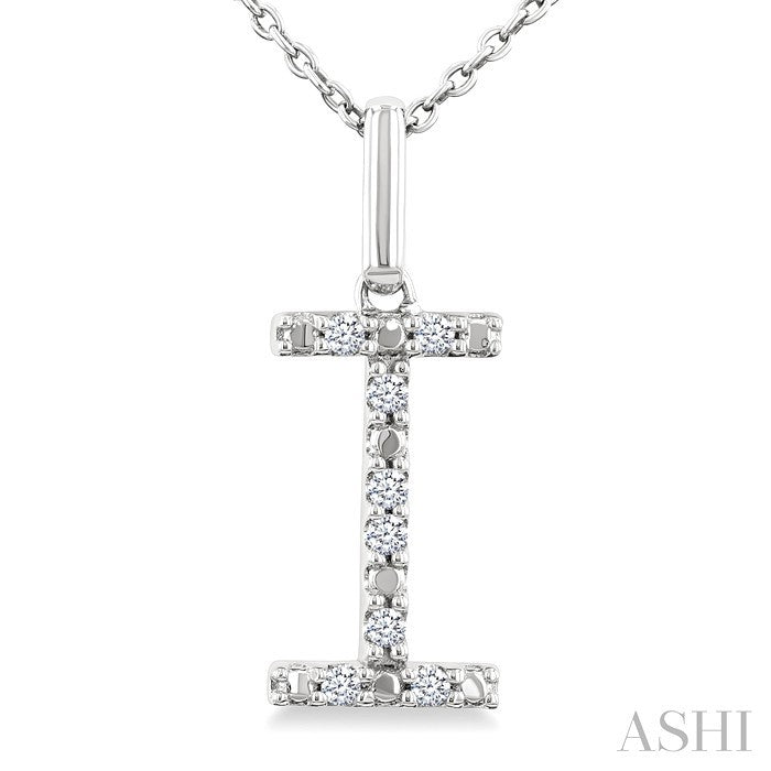 1/20 Ctw Initial 'I' Round Cut Diamond Fashion Pendant With Chain in Sterling Silver