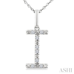 1/20 Ctw Initial 'I' Round Cut Diamond Fashion Pendant With Chain in Sterling Silver
