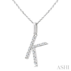 1/20 Ctw Initial 'K' Round Cut Diamond Fashion Pendant With Chain in Sterling Silver