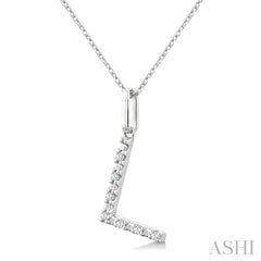 1/20 Ctw Initial 'L' Round Cut Diamond Fashion Pendant With Chain in Sterling Silver