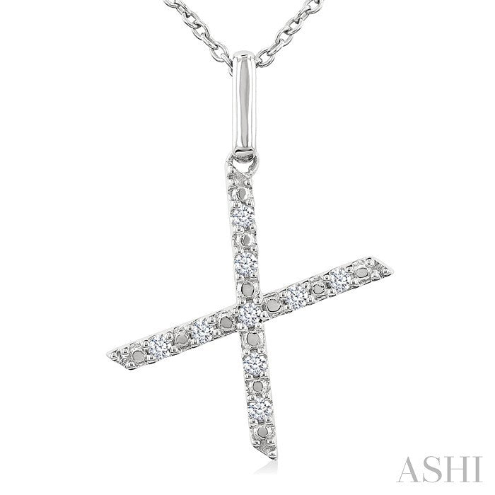 1/20 Ctw Initial 'X' Round Cut Diamond Fashion Pendant With Chain in Sterling Silver