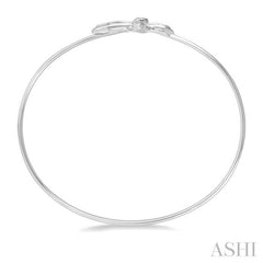 1/20 Ctw Marquise Cross Charm Round Cut Diamond Flexi Bangle in Sterling Silver
