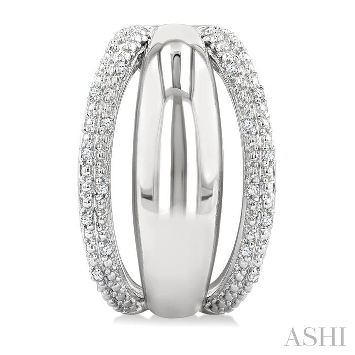 1/10 Ctw Split Dome Shape Round Cut Diamond Bold Half Hoop Earring in Sterling Silver