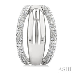 1/10 Ctw Split Dome Shape Round Cut Diamond Bold Half Hoop Earring in Sterling Silver