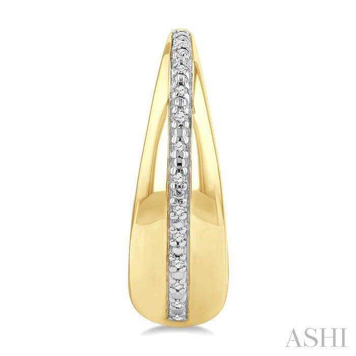 1/10 Ctw Bold Round Cut Diamond Panel Fashion Hoop Earring in Yellow Gold Vermeil