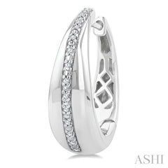 1/10 Ctw Bold Wide Round Cut Diamond Hoop Earring in Sterling Silver