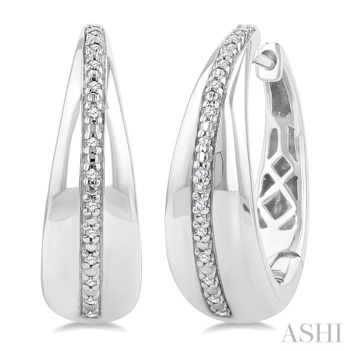1/10 Ctw Bold Wide Round Cut Diamond Hoop Earring in Sterling Silver
