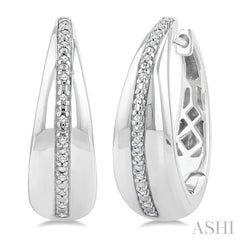 1/10 Ctw Bold Wide Round Cut Diamond Hoop Earring in Sterling Silver