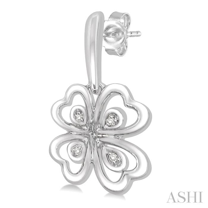 1/50 Ctw Heart Shape Round Cut Diamond Cluster Earrings in Sterling Silver