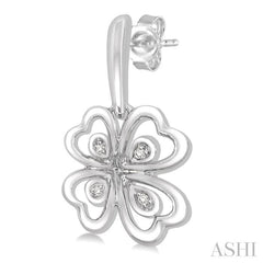 1/50 Ctw Heart Shape Round Cut Diamond Cluster Earrings in Sterling Silver
