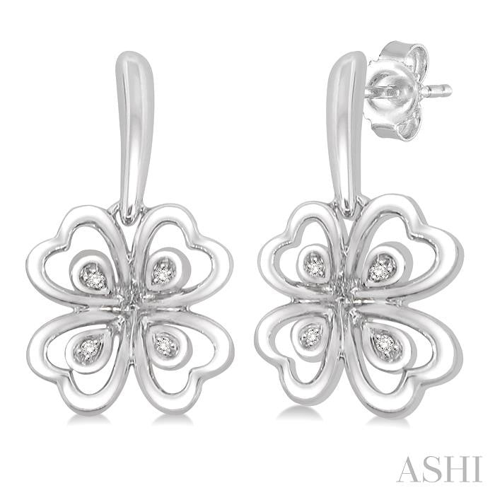 1/50 Ctw Heart Shape Round Cut Diamond Cluster Earrings in Sterling Silver